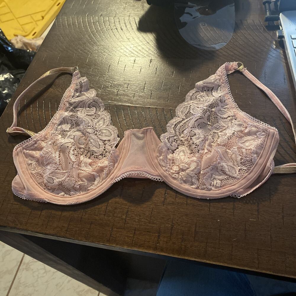 Womens MAPALE LACE BRA S Sm no tag pink and gold
